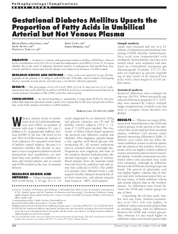 (PDF) Gestational Diabetes Mellitus Upsets the Proportion of Fatty ...