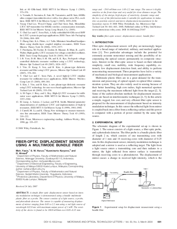 (PDF) Fiber-optic displacement sensor using a multimode bundle fiber