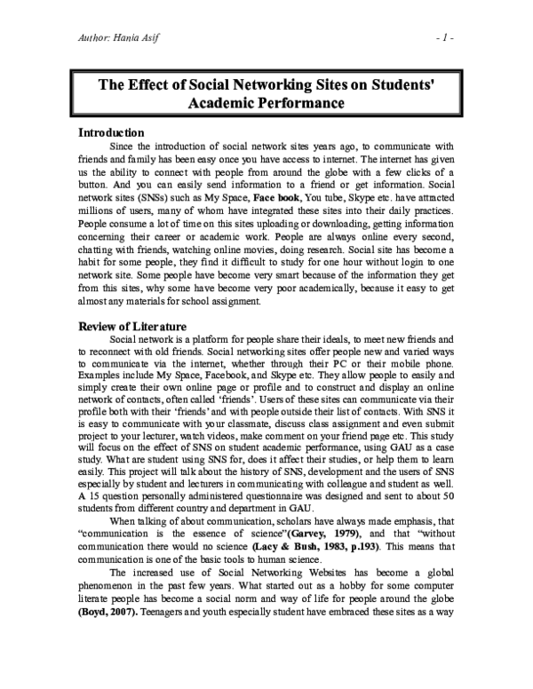 (DOC) The Effect of Social Networking Sites on Students' Academic ...