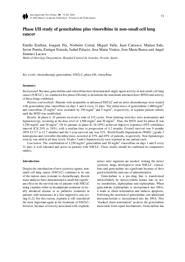 (PDF) Phase I/II Study of Gemcitabine plus Vinorelbine in Non-Small ...