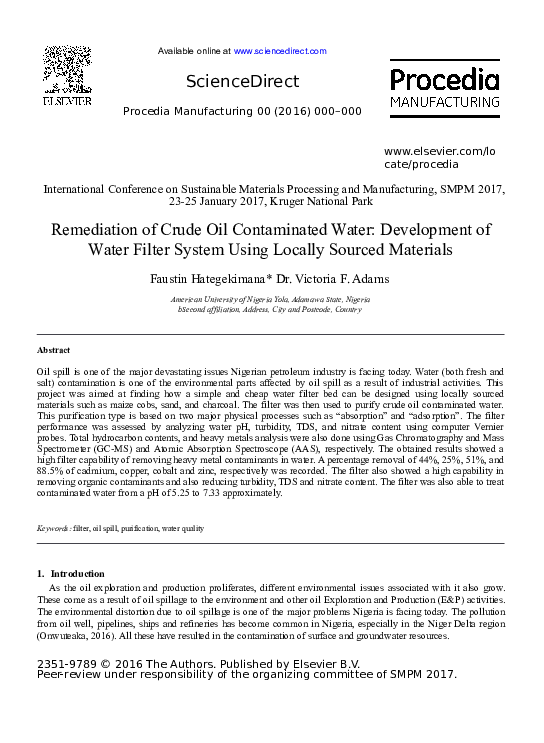 (DOC) Remediation of Crude Oil Contaminated Water: Development of Water ...