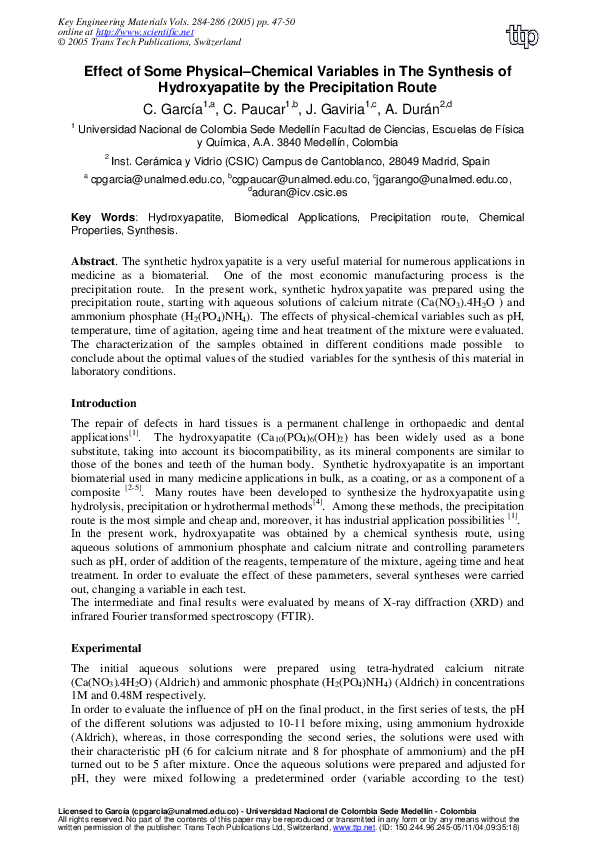 (PDF) Effect of Some Physical-Chemical Variables in the Synthesis of ...