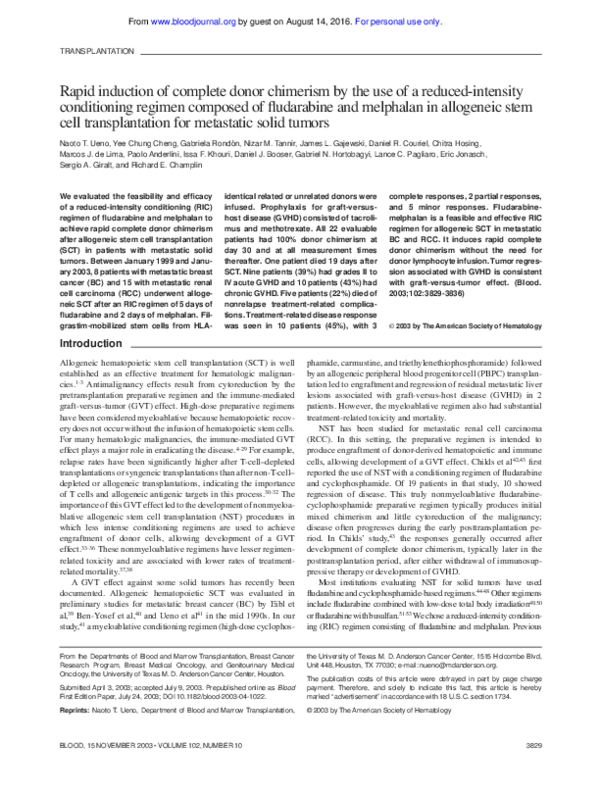 (PDF) Rapid induction of complete donor chimerism by the use of a ...