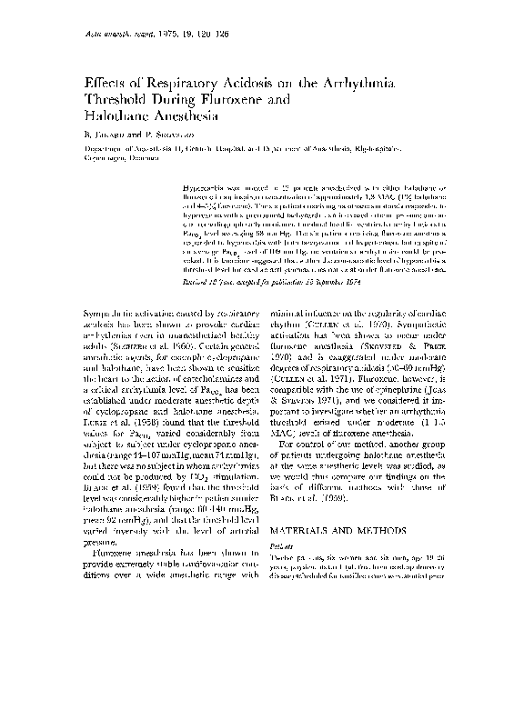 (PDF) Effects of Respiratory Acidosis on the Arrhythmia Threshold During Fluroxene and Halothane