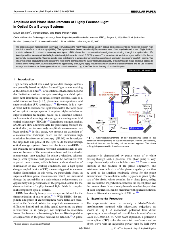 (PDF) Amplitude and Phase Measurements of Highly Focused Light in ...
