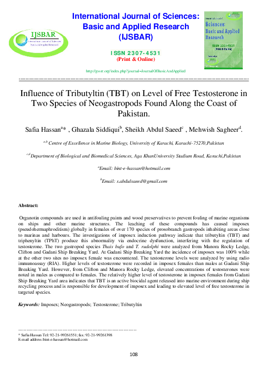 (PDF) Data on the uptake and metabolism of testosterone by the common mussel, Mytilus spp