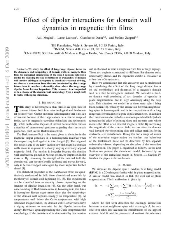(PDF) Effect of Dipolar Interactions for Domain-Wall Dynamics in ...