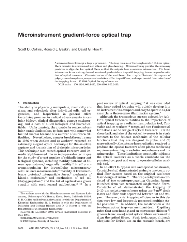 (PDF) MicroInstrument GradientForce Optical Trap david howitt