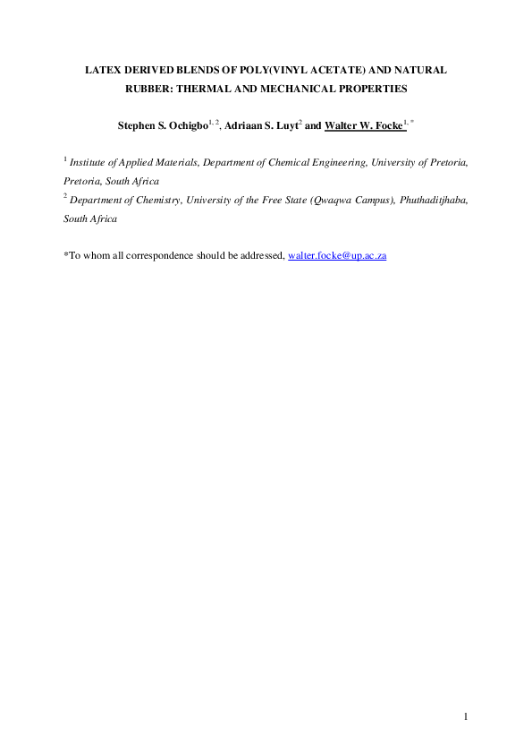(PDF) Latex derived blends of poly(vinyl acetate) and natural rubber