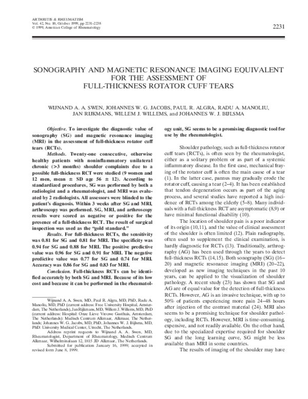 (PDF) Sonography and magnetic resonance imaging equivalent for the ...