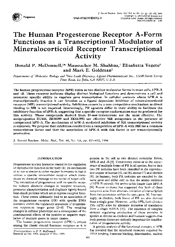 (PDF) The human progesterone receptor A-form functions as a ...