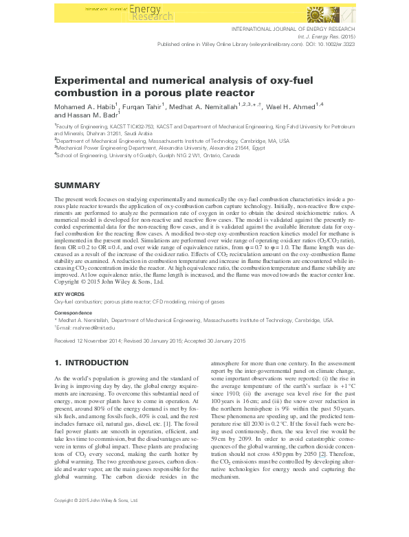 (PDF) Experimental and numerical analysis of oxy-fuel combustion in a ...