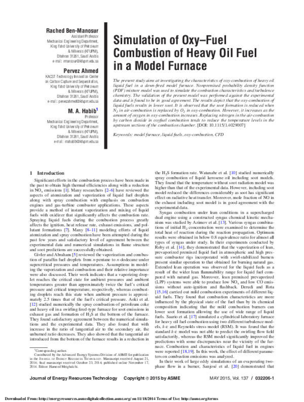 (PDF) Simulation of OxyFuel Combustion of Heavy Oil Fuel in a Model