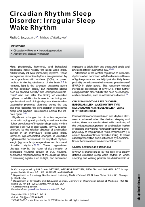 (PDF) Circadian Rhythm Sleep Disorder: Irregular Sleep Wake Rhythm Type