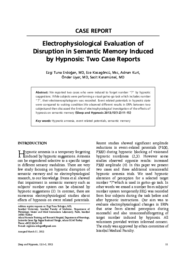 (PDF) Electrophysiological Evaluation of Disruption in Semantic Memory ...