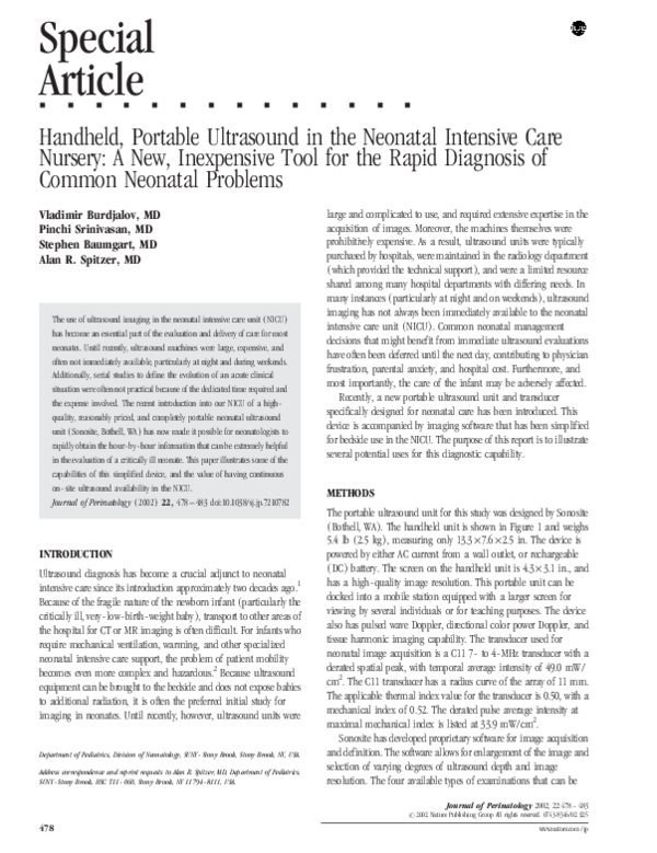 (PDF) Handheld, Portable Ultrasound in the Neonatal Intensive Care ...