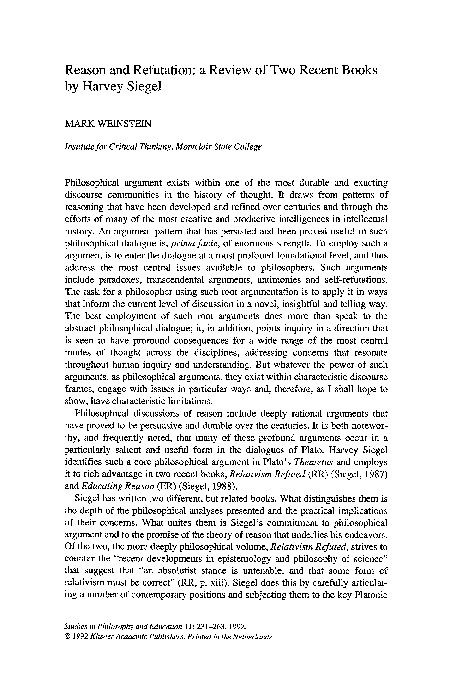  PDF Reason And Refutation A Review Of Two Recent Books By Harvey 
