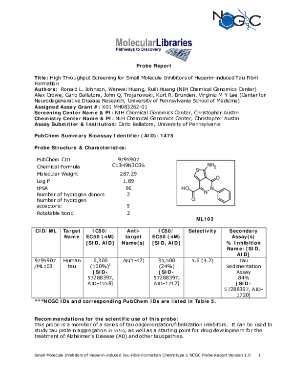 (PDF) High throughput screening for small molecule inhibitors of ...