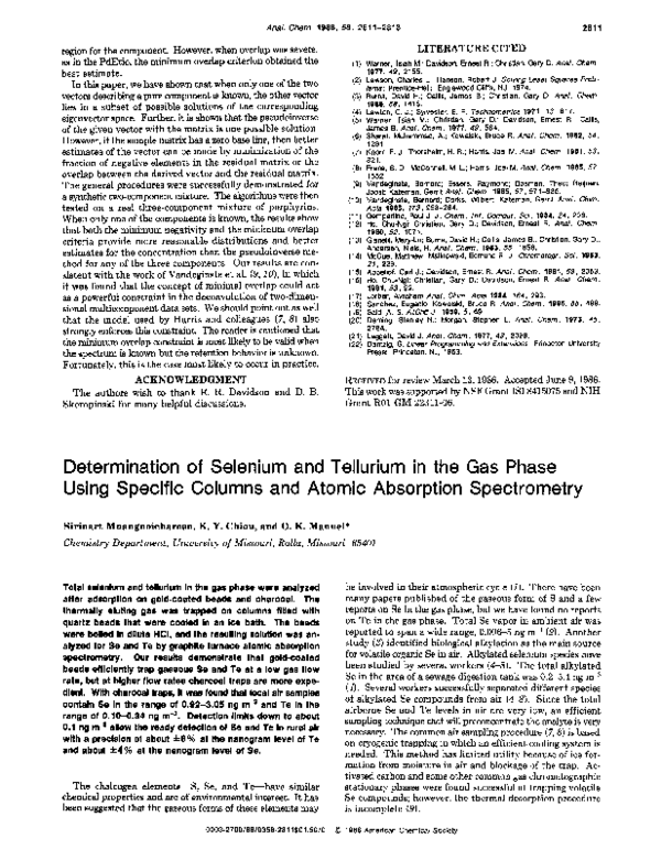 (PDF) Determination of selenium and tellurium in the gas phase using ...