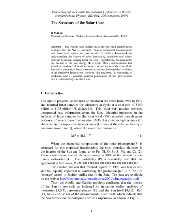 (PDF) The structure of the solar core