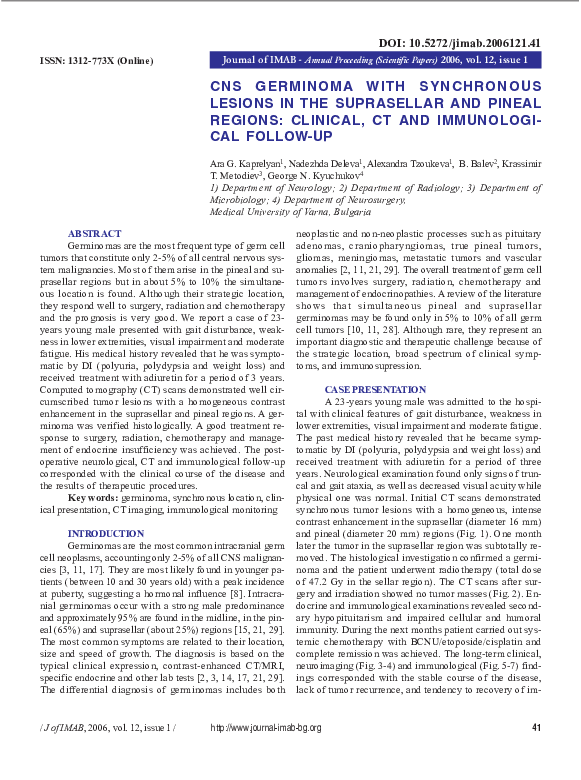 (PDF) CNS Germinoma with Synchronous Lesions in the Suprasellar and ...