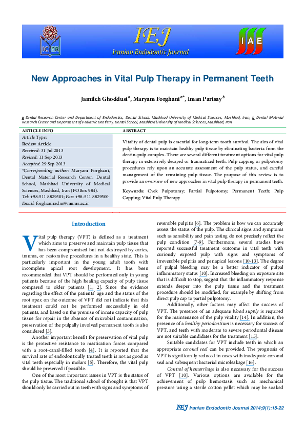 Pulp Therapy Guidelines Pdf | Permanent Teeth Pulp Treatment – XFWKZ