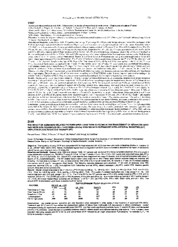 (PDF) The impact of radiation related factors upon long term outcome in ...