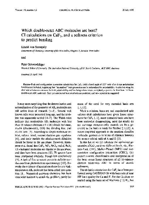 (PDF) Which double-octet ABC molecules are bent? CI calculations on ...