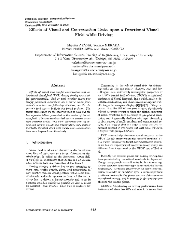 (PDF) Effects of visual and conversation tasks upon a functional visual ...