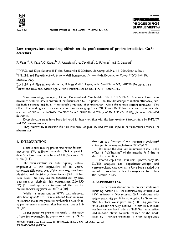 (PDF) Low temperature annealing effects on the performance of proton ...
