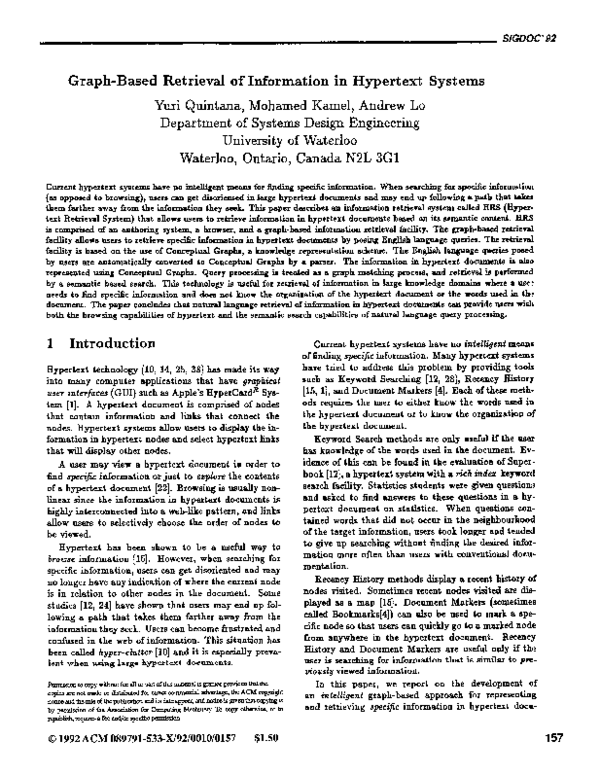 (PDF) A graph based knowledge retrieval system
