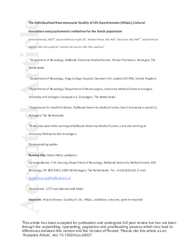 (PDF) The individualized neuromuscular quality of life questionnaire ...
