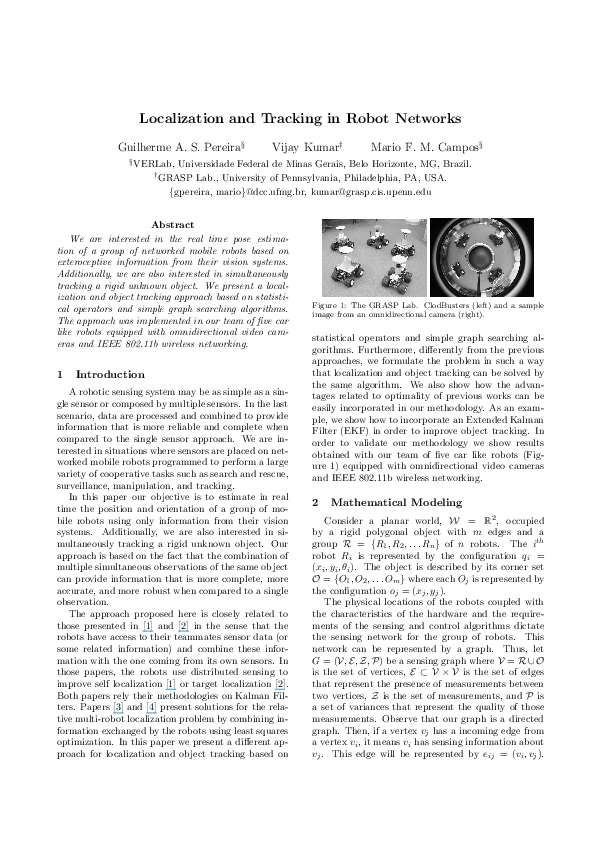 (PDF) Localization and tracking in robot networks