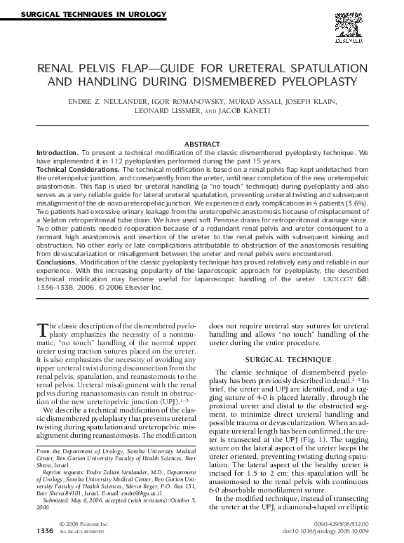 (PDF) Renal pelvis flap—guide for ureteral spatulation and handling