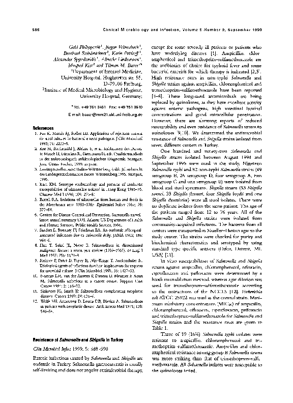 (PDF) Resistance of Salmonella and Shigella in Turkey