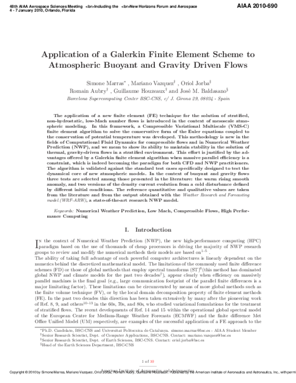 (PDF) Application of a Galerkin Finite Element Scheme to Atmospheric ...
