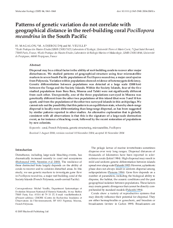 (PDF) Patterns of genetic variation do not correlate with geographical ...