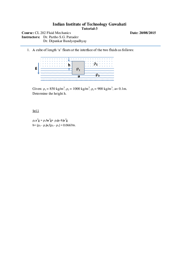 (PDF) Indian Institute of Technology Guwahati Tutorial3 Course CL 202