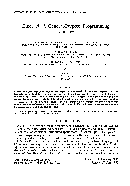 (PDF) Emerald: A General-Purpose Programming Language