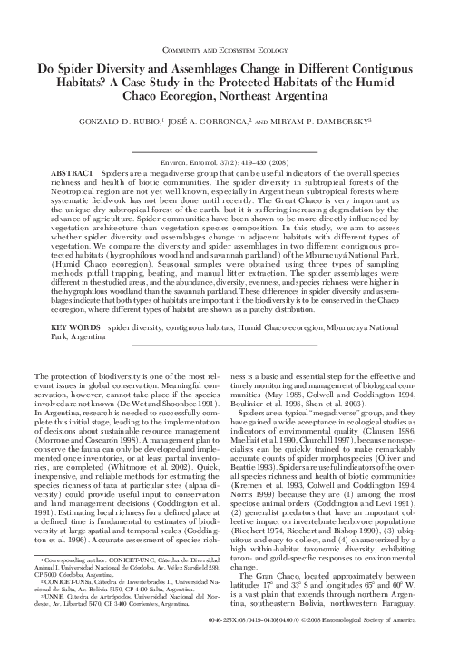 (PDF) Do Spider Diversity and Assemblages Change in Different ...