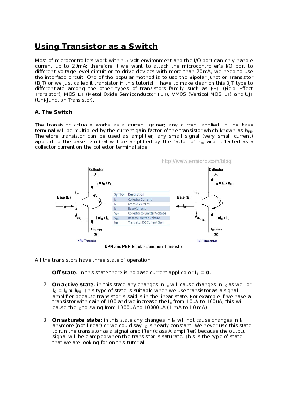 (DOC) Using Transistor as a Switch Deden Firdaus Academia.edu