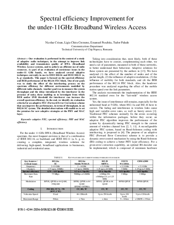 (PDF) Spectral efficiency improvement for the under-11GHz Broadband ...