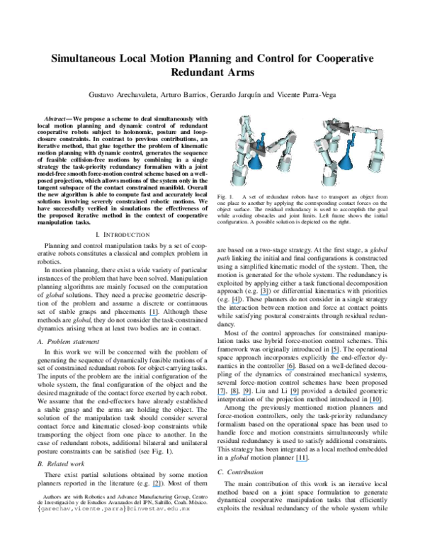 (PDF) Simultaneous local motion planning and control for cooperative ...
