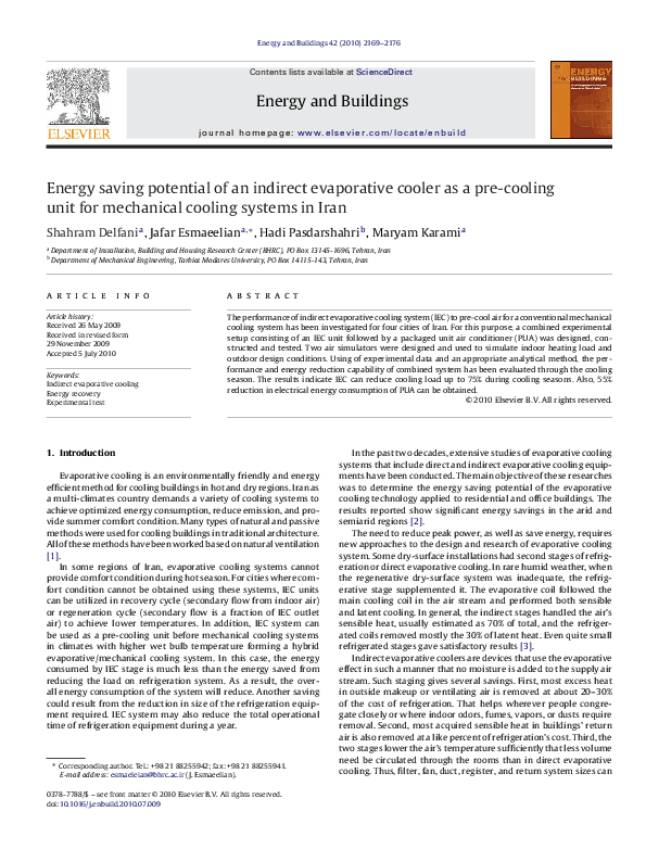 (PDF) Energy saving potential of an indirect evaporative cooler as a ...