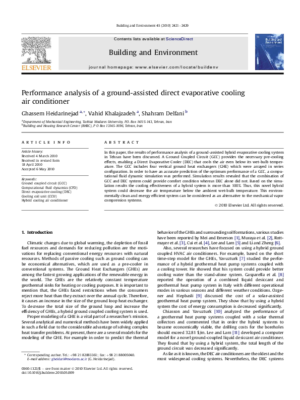 (PDF) Performance analysis of a ground-assisted direct evaporative ...