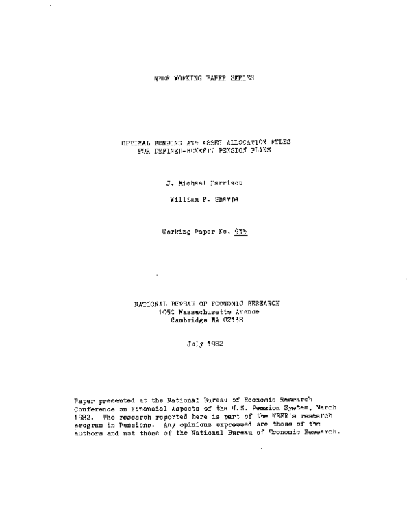 (PDF) Optimal Funding and Asset Allocation Rules for Defined-Benefit ...