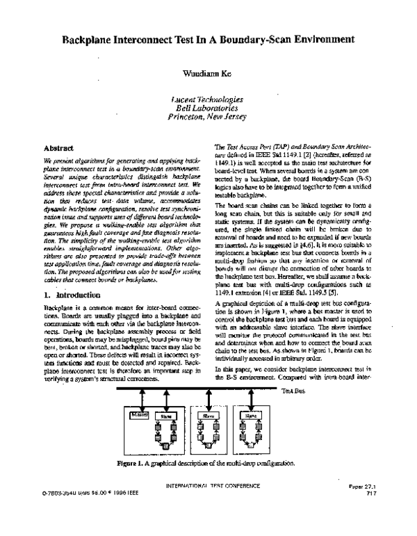 (PDF) Backplane Interconnect Test in a Boundary-Scan Environment
