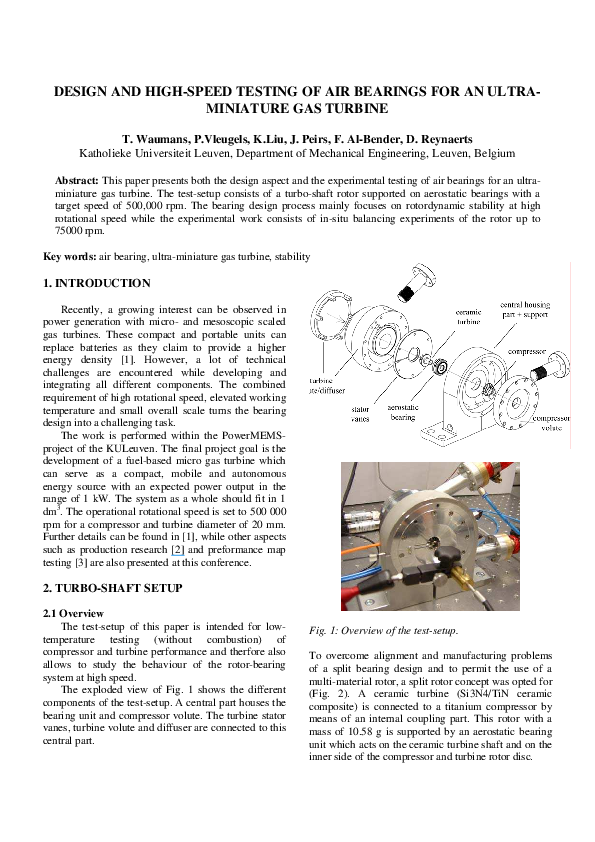 (PDF) Design and highspeed testing of air bearings for an ultra