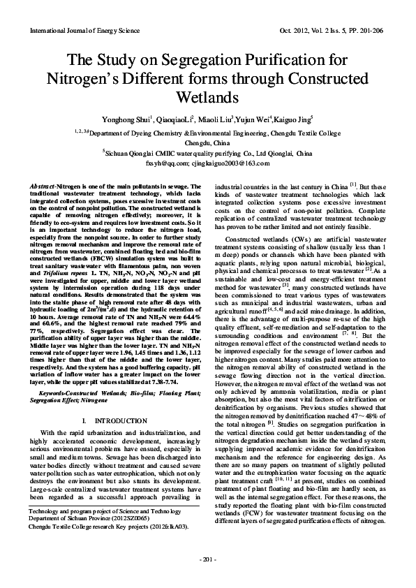 (PDF) The Study on Segregation Purification for Nitrogen's Different ...