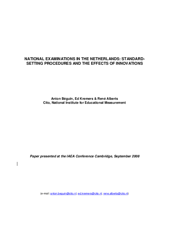 (PDF) National Examinations in the Netherlands: Standard Setting ...